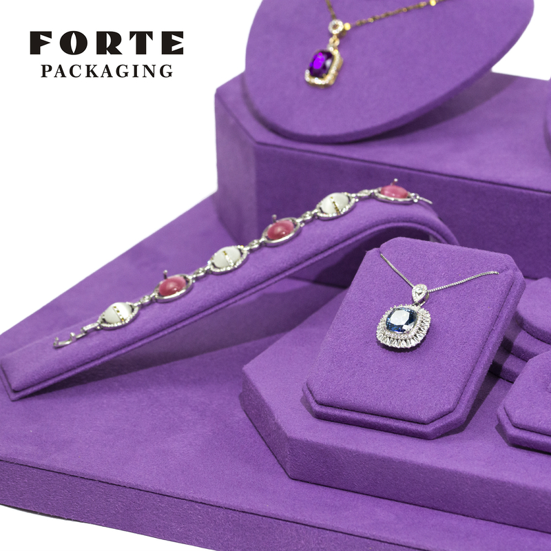 FORTE Elegent Purple Jewelry Display Set Oem Service Manufacture Design Jewelry Stand