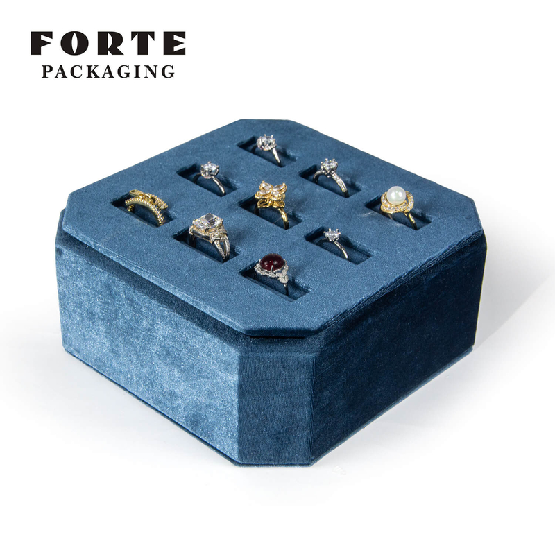 Forte Packaging Jewelry Velvet Octagonal Jewelry Display Sets Fashion velvet box ring bracelet necklace display box Jewelry Storage Jewelry Display Tray