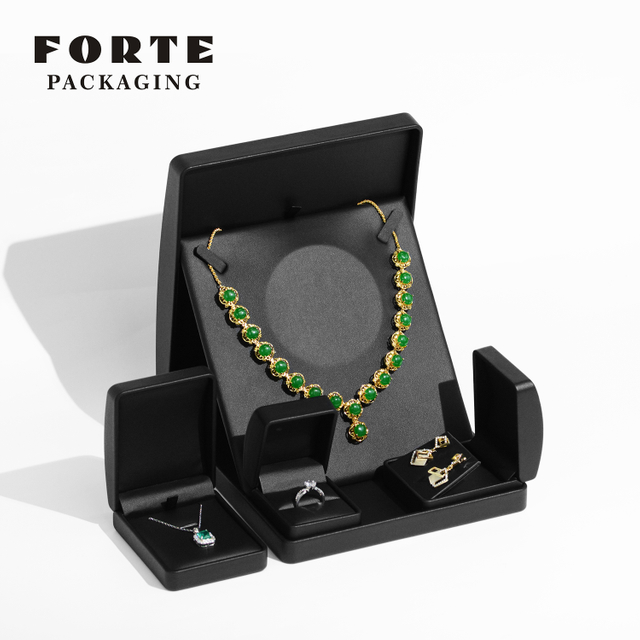 FORTE Personalised Black Arch Full Leather Jewelry Box Gift Box for Ring Pendant Bangle Earring Necklace