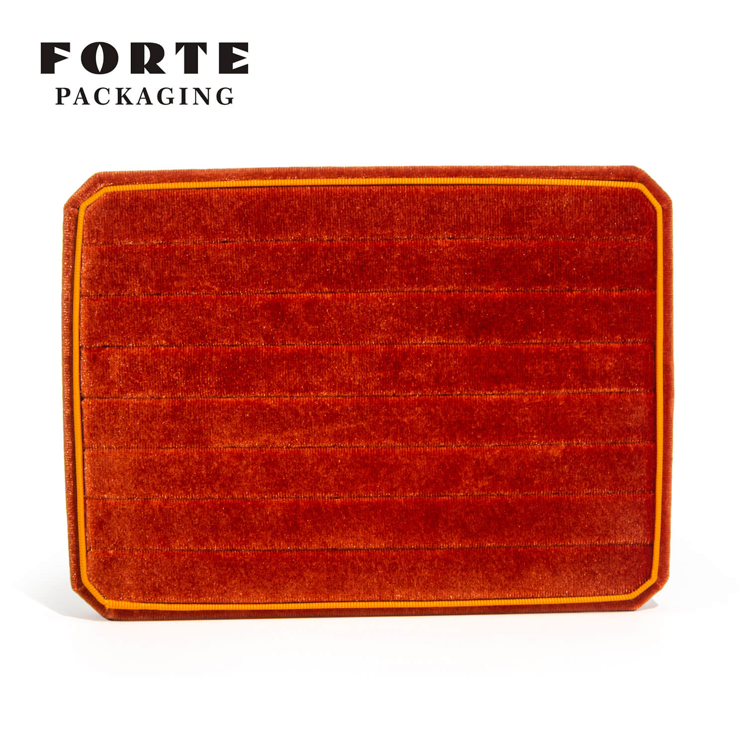 FORTE orange double use stripe insertion glossy soft velvet jewelry storage tray plate ring display tray for Jewelry counter