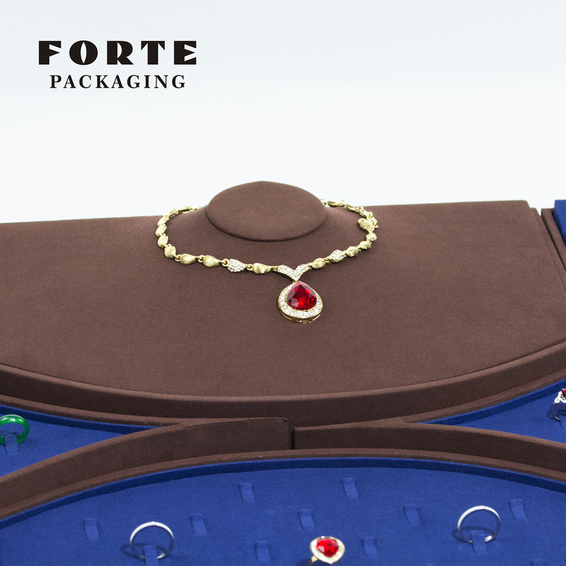 FORTE OEM Dark Blue Jewelry Display Set Rings Necklace Chains Display Tray