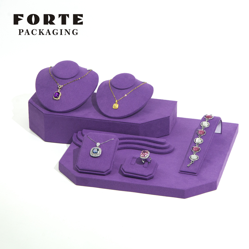 FORTE Elegent Purple Jewelry Display Set Oem Service Manufacture Design Jewelry Stand