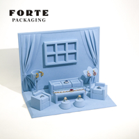 FORTE Special Design Jewelry Display Jewelry Stand Blue Cute House Shape Display Set