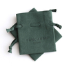 Forte dark green imprinted logo suede storage pouch