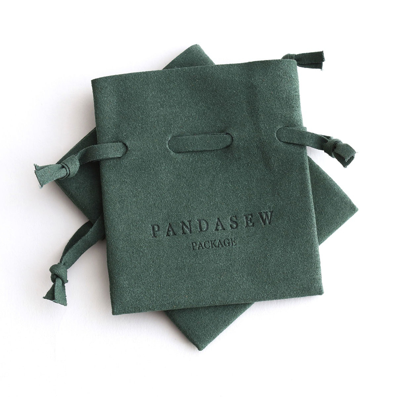 Forte dark green imprinted logo suede storage pouch