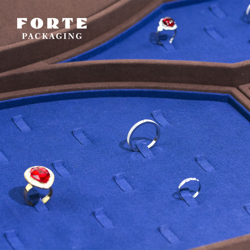 FORTE OEM Dark Blue Jewelry Display Set Rings Necklace Chains Display Tray