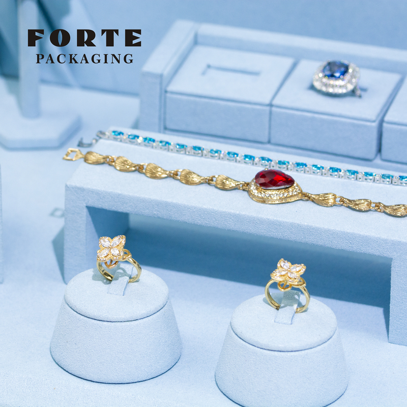 FORTE Special Design Jewelry Display Jewelry Stand Blue Cute House Shape Display Set