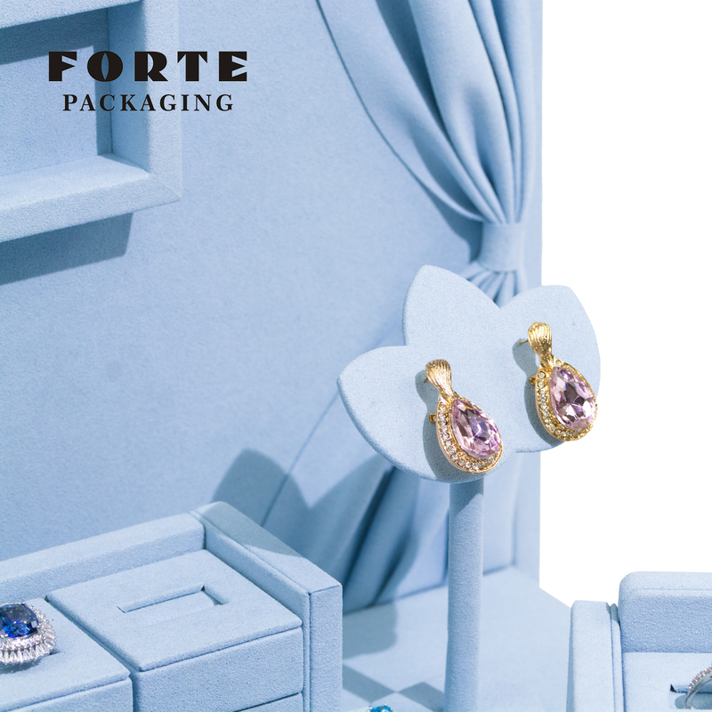 FORTE Special Design Jewelry Display Jewelry Stand Blue Cute House Shape Display Set