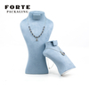 FORTE Customized Necklace Stand Blue Design Suede Jewelry Stand