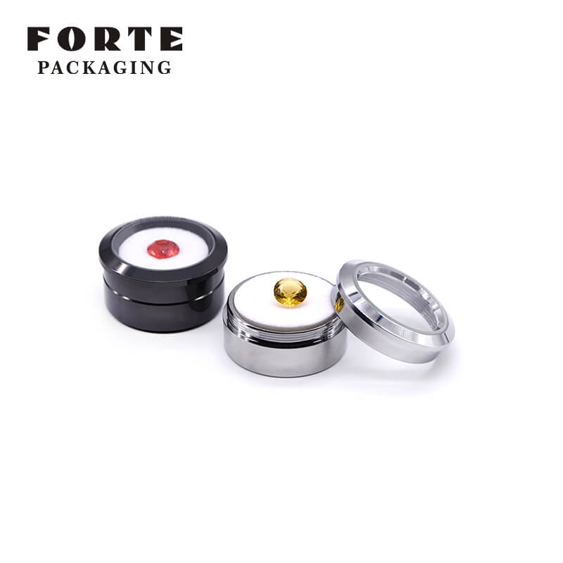 FORTE round gem stone storage box black gold slive diamond display box 
