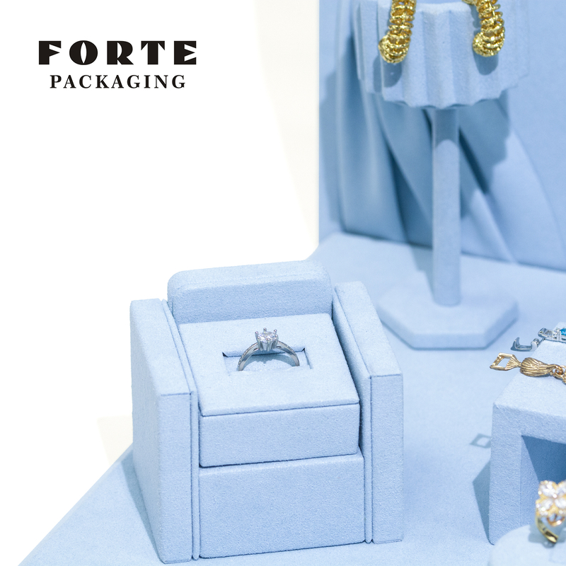 FORTE Special Design Jewelry Display Jewelry Stand Blue Cute House Shape Display Set