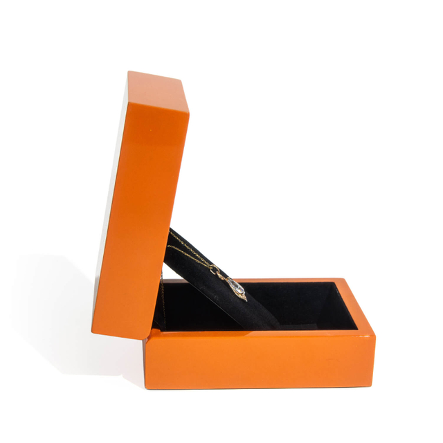 FORTE Wholesale Orange Wood Jewelry Boxes Bags Packaging Wooden Jewelry Pendant Boxes Ring Packaging Jewellery Box Wood with Logo