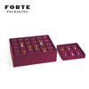 FORTE Jewelry Tray OEM Red Display Tray Set Microfiber Necklace Bracelet Ring Trays