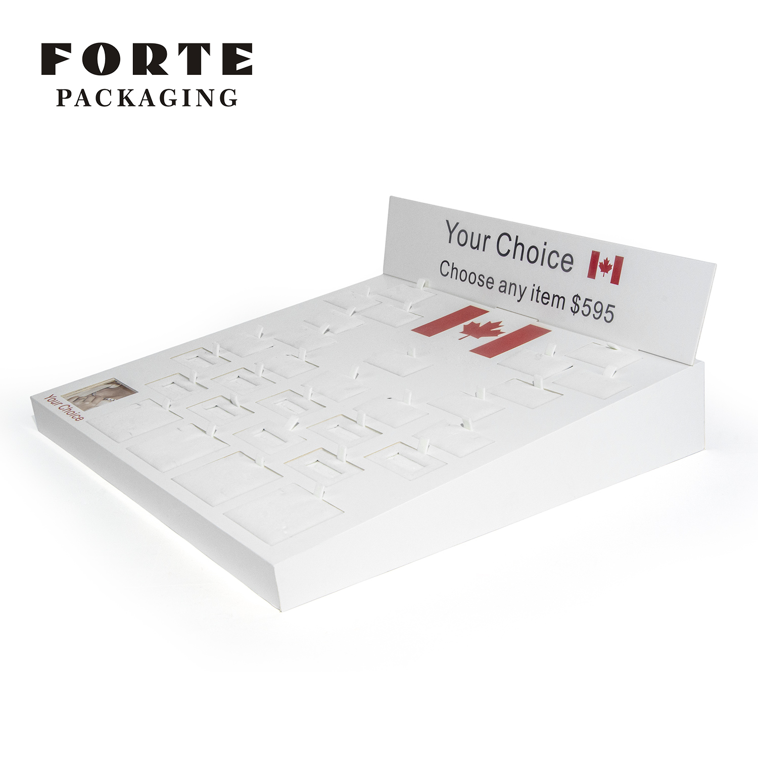 FORTE New Design Jewelry Packaging White Fashion jewelry packaging display customer jewelry display set
