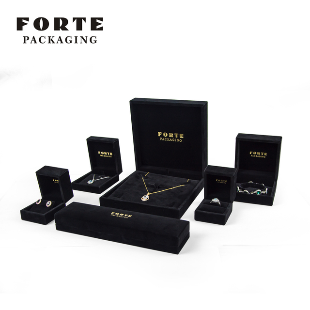 FORTE Joyero Luxury black high end custom logo bangles juwelry necklace boxes velvet jewelry box