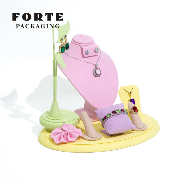FORTE Unique Colorful Jewelry Display Set OEM Microfiber Material Design
