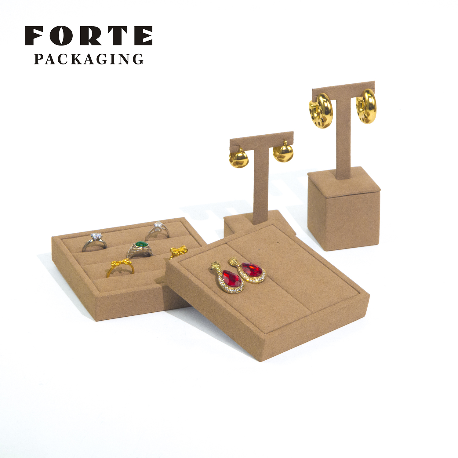 FORTE OEM Jewelry Display Set High Quality Microfiber Jewelry Stand