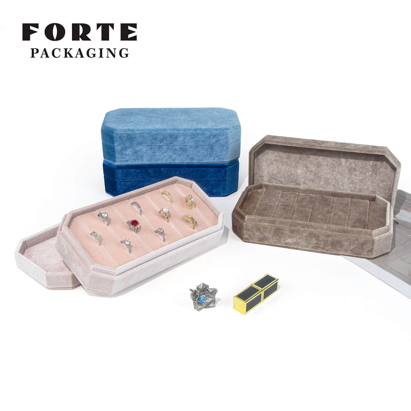 Forte korea velvet jewellery plate packaging earring ring showcase jewelry display tray jewlery velvet box