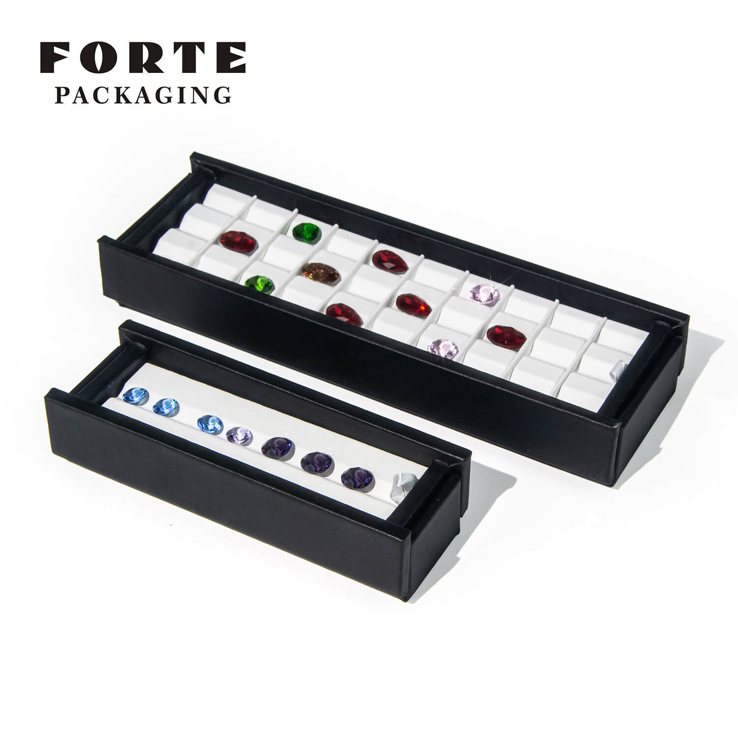 FORTE PU leather Jewelry Packaging box diamond Display Tray gemstone storage packaging