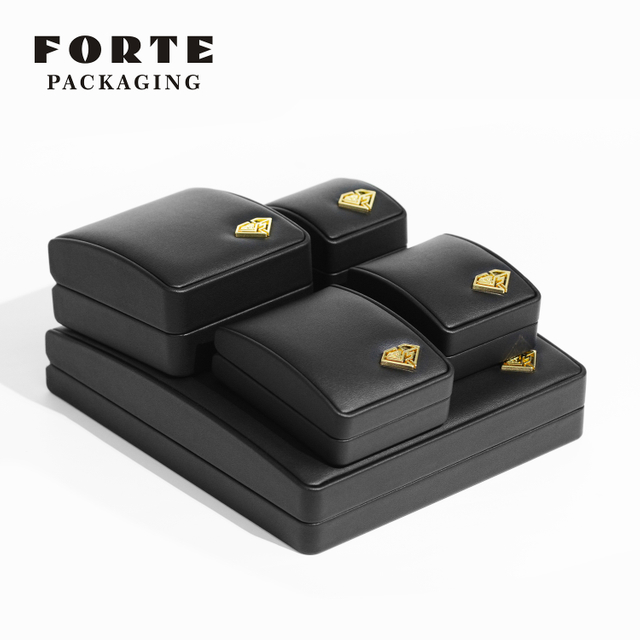 FORTE Personalised Black Arch Full Leather Jewelry Box Gift Box for Ring Pendant Bangle Earring Necklace