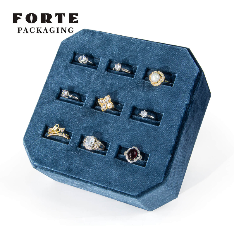 Forte Packaging Jewelry Velvet Octagonal Jewelry Display Sets Fashion velvet box ring bracelet necklace display box Jewelry Storage Jewelry Display Tray