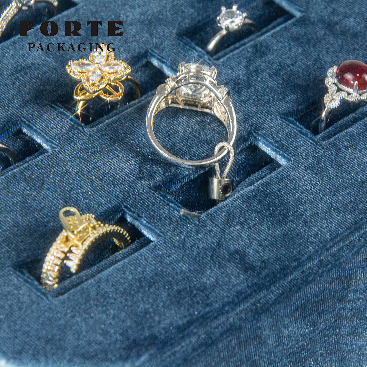 Forte Packaging Jewelry Velvet Octagonal Jewelry Display Sets Fashion velvet box ring bracelet necklace display box Jewelry Storage Jewelry Display Tray