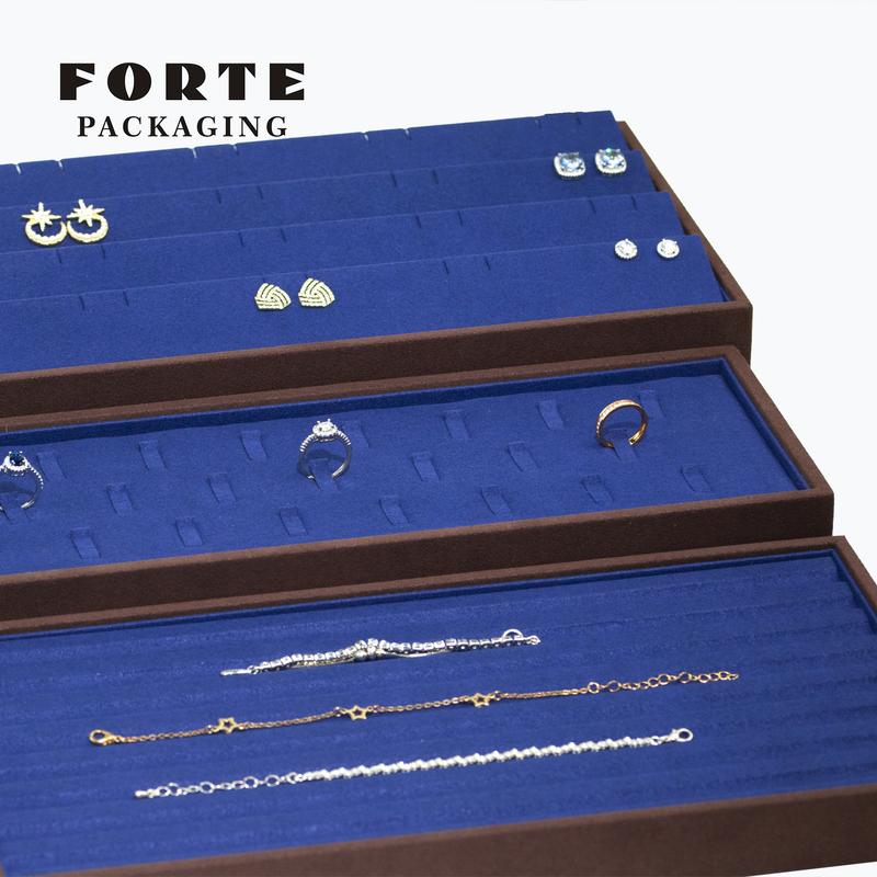 FORTE OEM Dark Blue Jewelry Display Set Rings Necklace Chains Display Tray