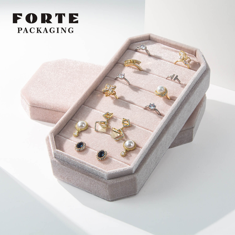 Forte korea velvet jewellery plate packaging earring ring showcase jewelry display tray jewlery velvet box