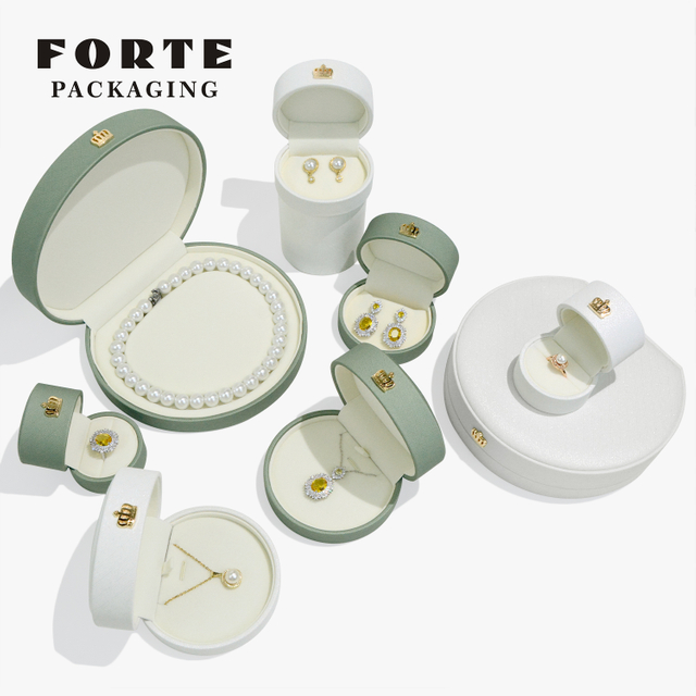 FORTE Brand Elegance Jewelry Packaging Box Semicircle Leather Ring Earrings Pendant Necklace Jewelry Box