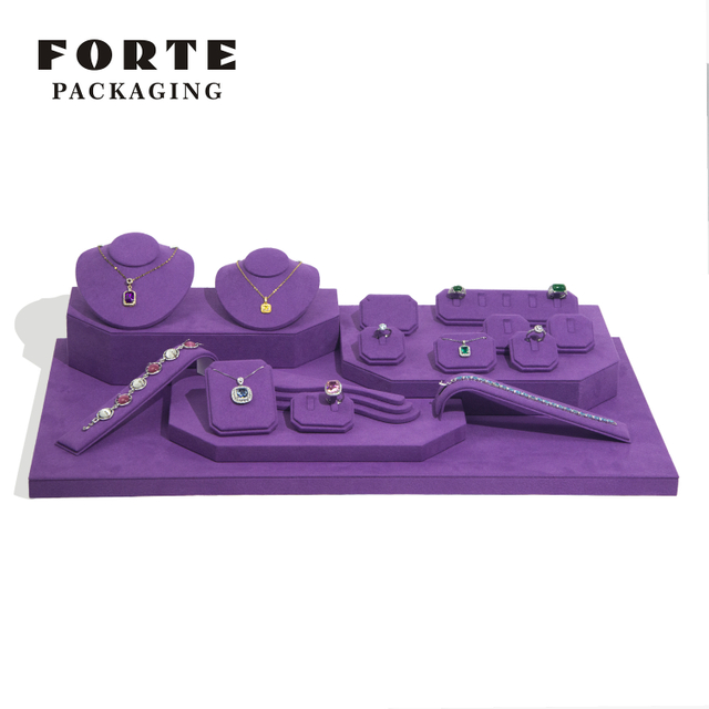FORTE Elegent Purple Jewelry Display Set Oem Service Manufacture Design Jewelry Stand