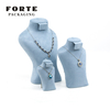 FORTE Customized Necklace Stand Blue Design Suede Jewelry Stand