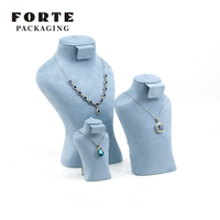 FORTE Customized Necklace Stand Blue Design Suede Jewelry Stand