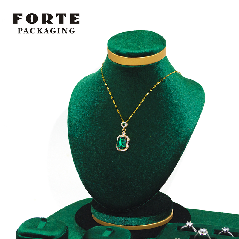 FORTE Customized Jewelry Display Fashion Green Necklace Stand Oem Display Sets