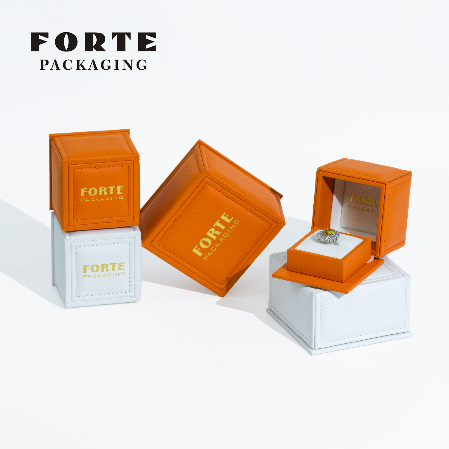 FORTE Unique Square Jewelry Packaging Boxes Design PU Leatherette Custom Color And Logo