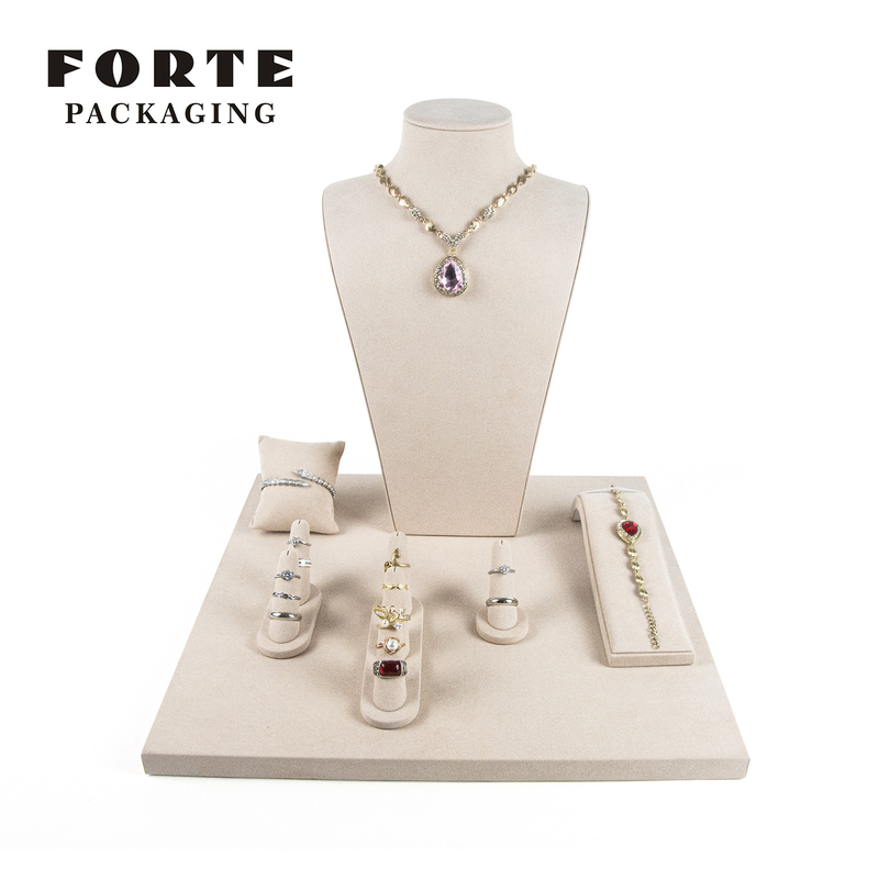 FORTE Newest Luxury micofiber Jewelry Display Prop Set necklace show bust