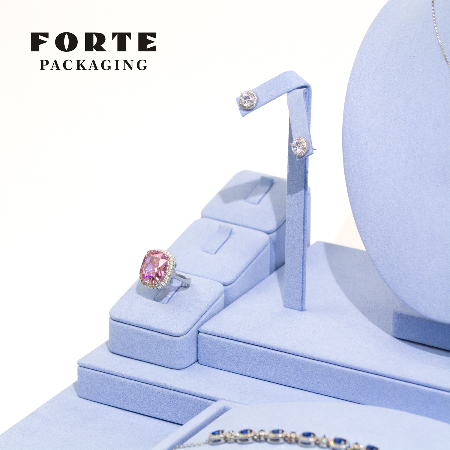 FORTE Customized Jewelry Display Set Baby Blue Custom Color Display