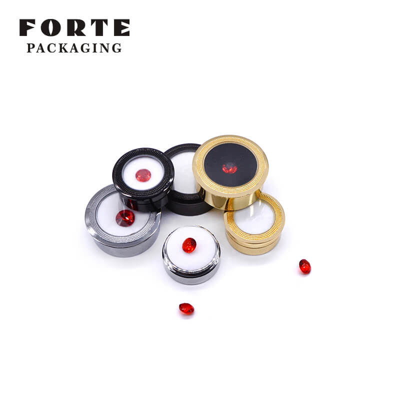 FORTE round gem stone storage box black gold slive diamond display box 