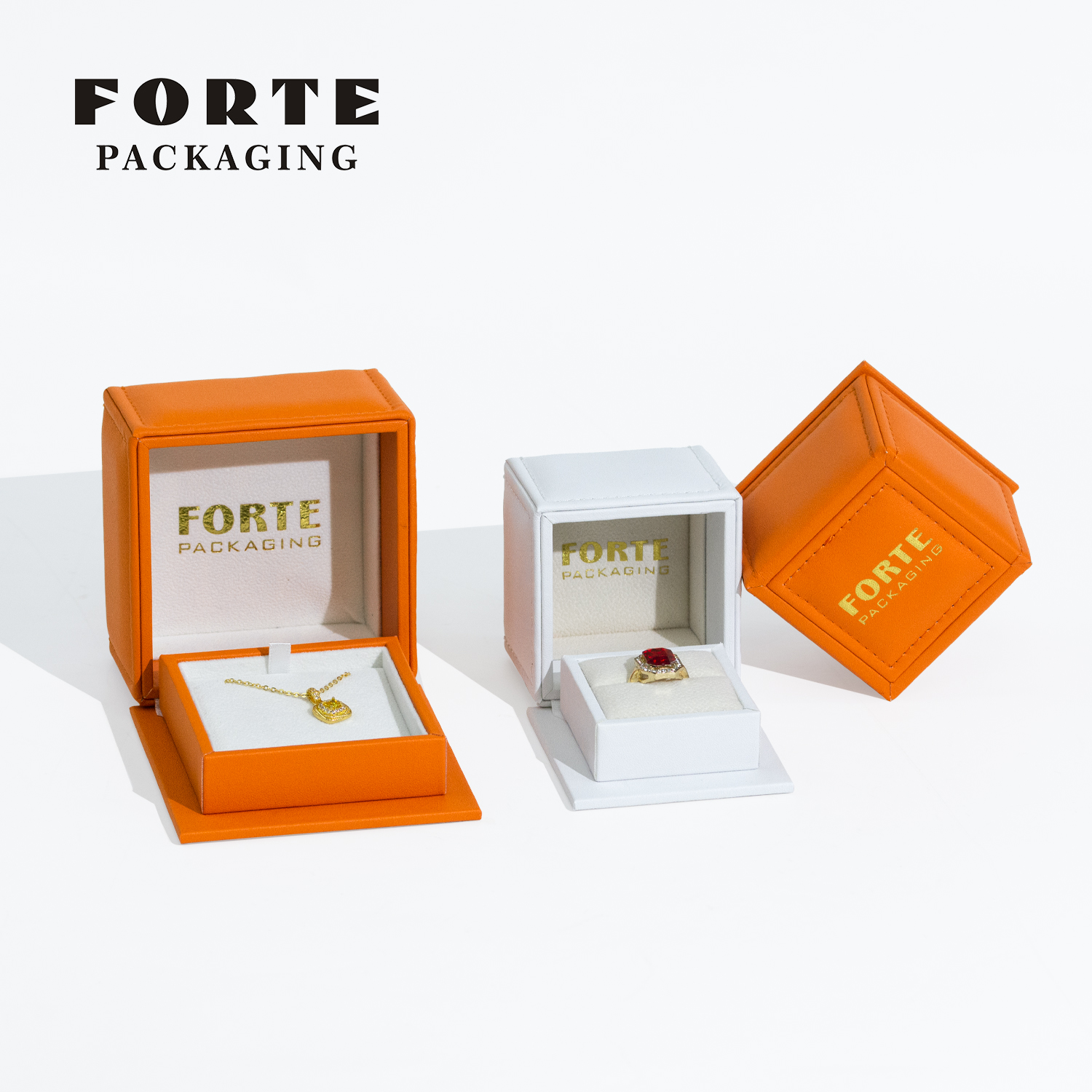 FORTE Unique Square Jewelry Packaging Boxes Design PU Leatherette Custom Color And Logo