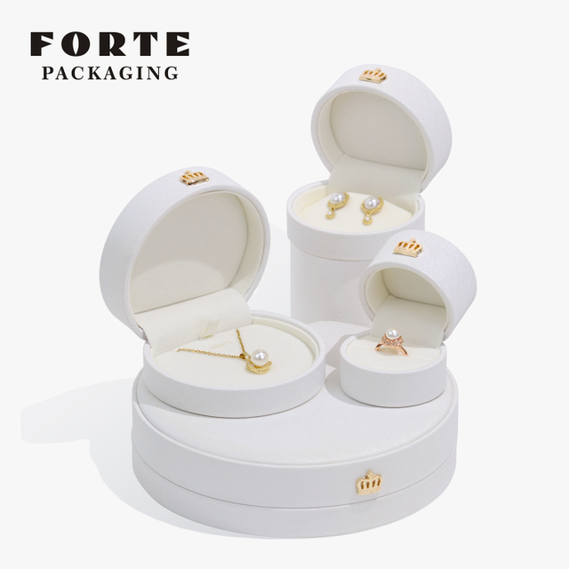 FORTE Brand Elegance Jewelry Packaging Box Semicircle Leather Ring Earrings Pendant Necklace Jewelry Box