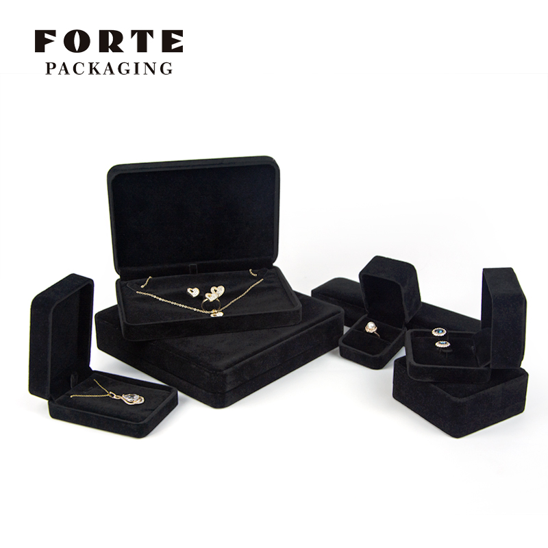 FORTE hot sell wine red ring box round edge velvet jewelry packaging box 