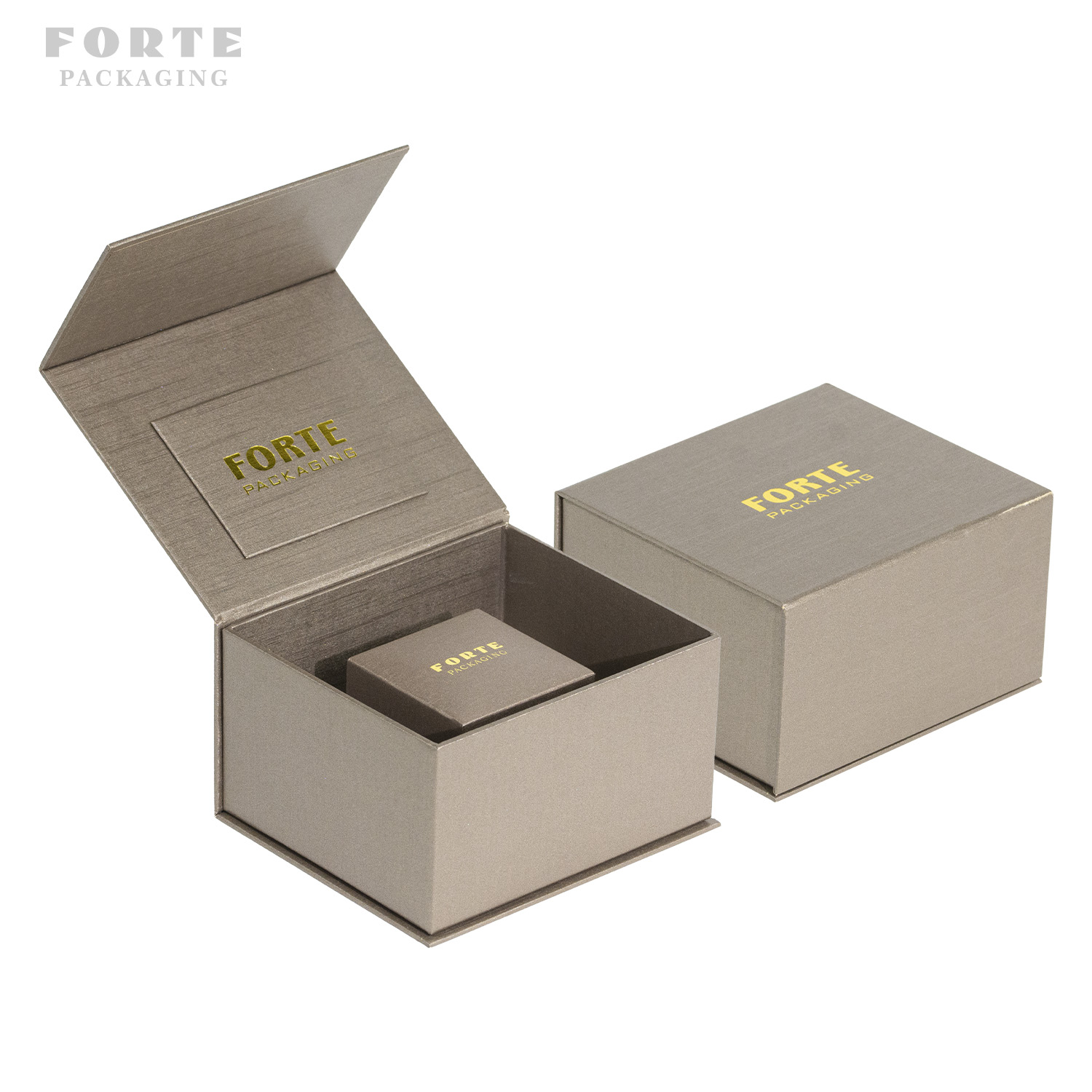 FORTE Premium Magnetic Flip Top Jewelry Box Set Custom Logo Luxury Design Packaging for Retail Store