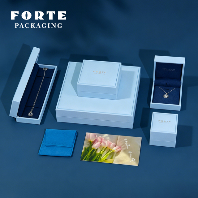 Forte Luxury PU Leather Jewelry Ring Box Custom Logo Necklace Bracelet Packaging Premium Jewelry Boxes Custom Jewelry Packaging