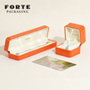 Forte Gold Foil logo Custom Handmade Jewelry Gift Boxes Orange Necklace Bracelet Ring Packaging Luxury Led Jewelry Box