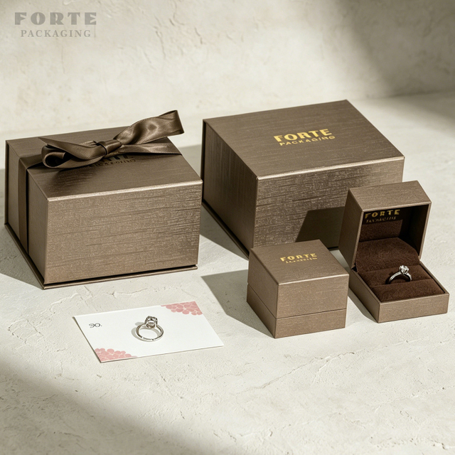 FORTE Premium Magnetic Flip Top Jewelry Box Set Custom Logo Luxury Design Packaging for Retail Store