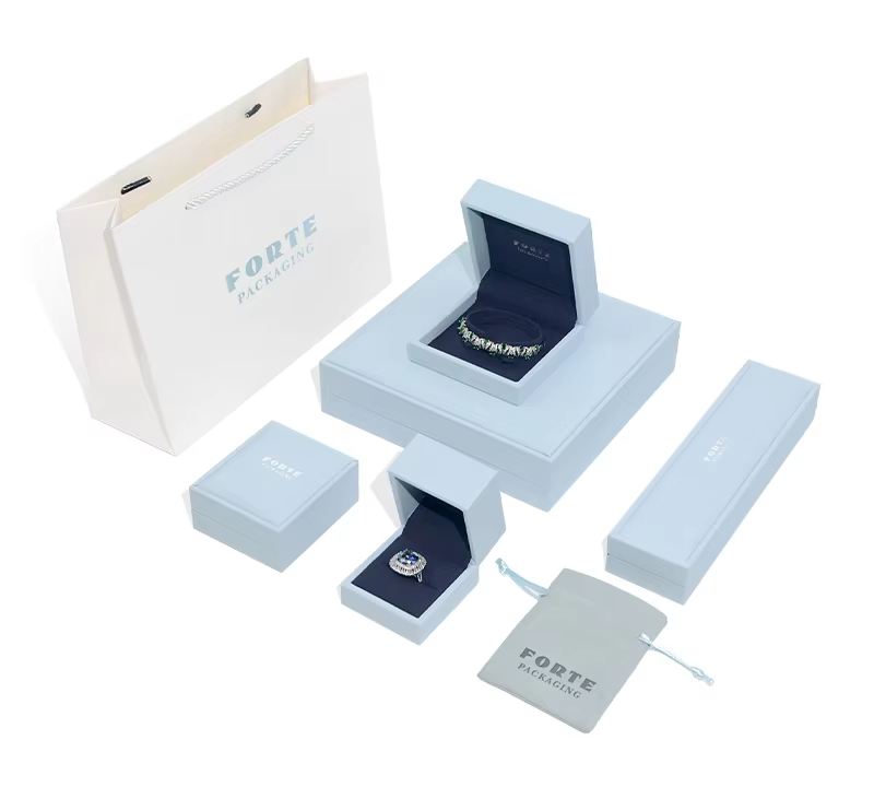 Forte Luxury PU Leather Jewelry Ring Box Custom Logo Necklace Bracelet Packaging Premium Jewelry Boxes Custom Jewelry Packaging